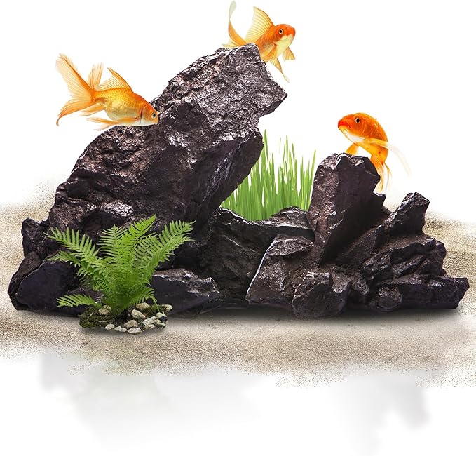 Large Aquarium Rock Decor – Natural Resin Rock Formation for Fish Tank, Ideal Aquarium Rocks Aquascaping Decor for Aquascaping & Tank Landscaping