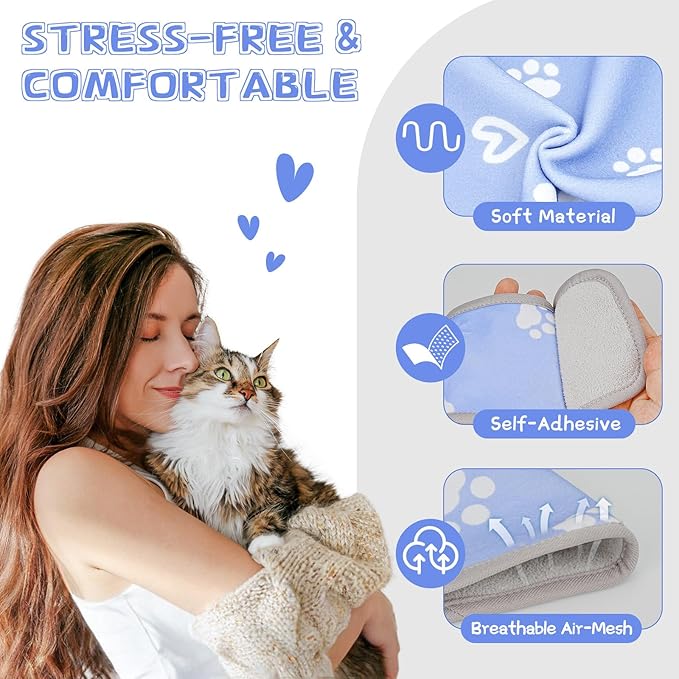 Cat Grooming Hammock, Self-Adherent Wrap for Cutting Nails, Anti-Escape Calming Grooming Bag for Medicine, Nail Clipping, Teeth Brushing, Ear Cleaning