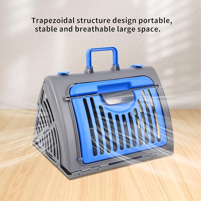 Foldable Travel Cat Carrier 14 * 14 * 18 inches Sport Designs Plastic Carrier, Blue