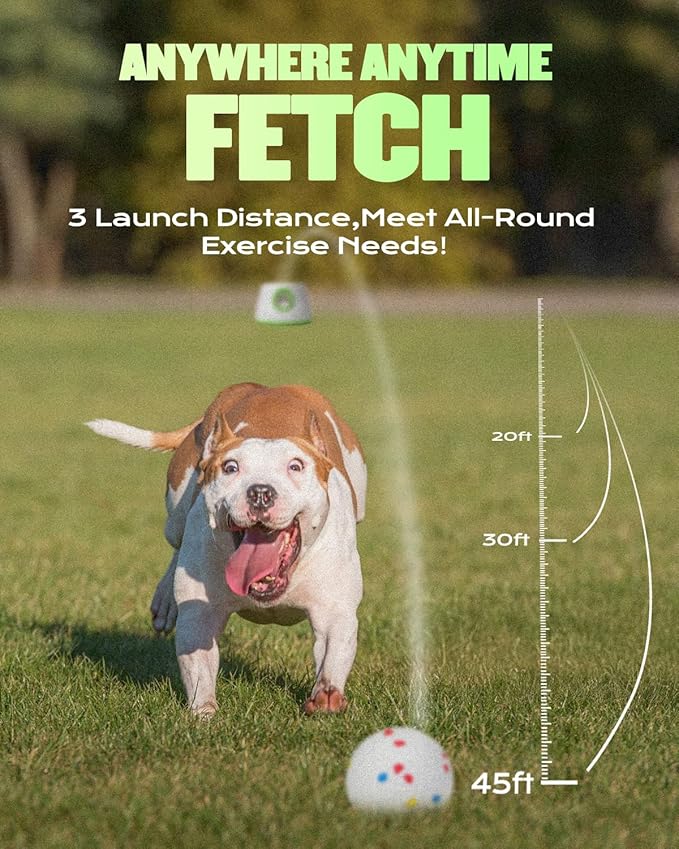 Automatic Dog Ball Launcher, Ball Thrower for Dogs - 6 Tennis Balls