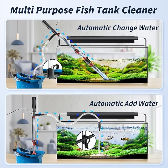 Fish Tank Cleaner - Aquarium Gravel Cleaner, 530GPH/32W Electric Fish Tank Cleaning Tools, Adjustable Water Flow Fish Tank Gravel Cleaner Vacuum, Aquarium Cleaner Kit for Water Changing, Water Shower