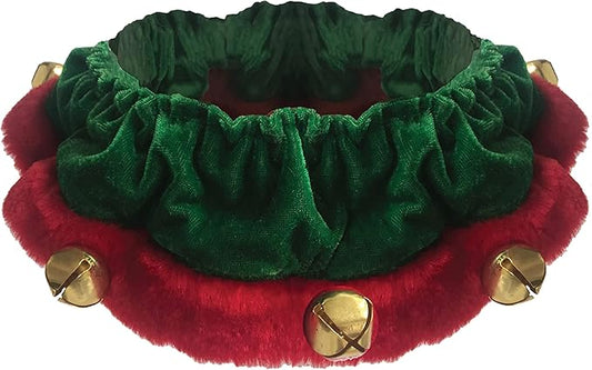 Huxley & Kent Ruff Pet Scrunchy | Elf (Extra-Large) | Festive Christmas/Holiday Neckwear for Dogs/Cats | Fun Stretchable Costume Accessory | Soft Collar with Bells