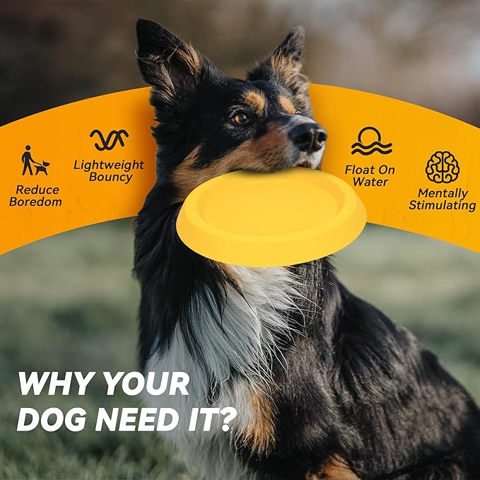 Dog Discs Toy, Durable Flying Discs for Throwing Catching, Durable for Aggressive Chewers, Water Floating Dog Toys, Swimming Training, Medium Large Breeds, Yellow