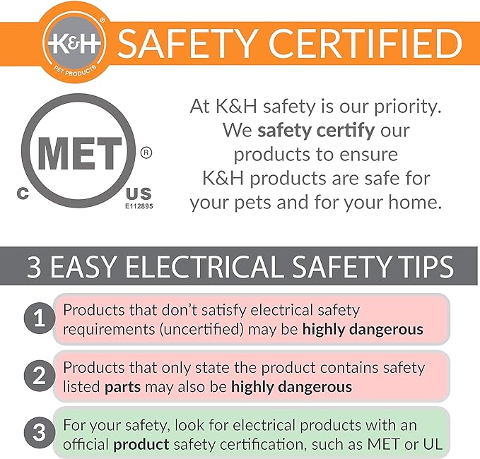 K&H Pet Products Lectro-Kennel Heated Outdoor Dog Pad, Durable Rigid ABS Plastic Waterproof Heated Pad for Dog & Cat Houses Outdoor, Washable Cover, Safety Listed - Medium 22.5 X 16.5in Black 60W