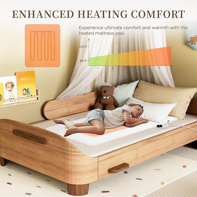 Heated Mattress Pad Mini Twin Size-Single Controller Electric Mattress Pad with Deep Pocket,6 Heat Settings & 10 Auto Shut Off Electric Bed Warmer,Machine Washable(31"x55")