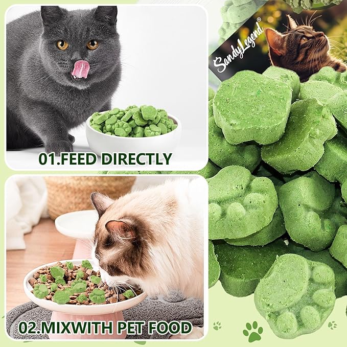 Freezed Drying Cat Grass Treats, Cat Grass Teething Sticks Cats Snacks for Hairball Removal and Dental Care