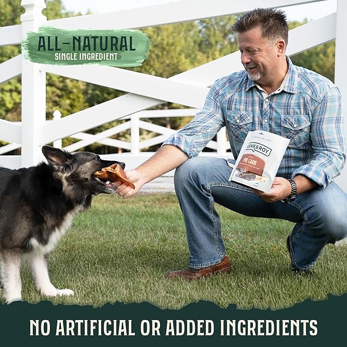 Hank & Roy Pig Ears for Dogs, All-Natural, Single-Ingredient, Long Lasting, Easily Digestible Whole Pig Ear Dog Treats, Antibiotic and Hormone Free, Individually Wrapped for Odor Control and Freshness