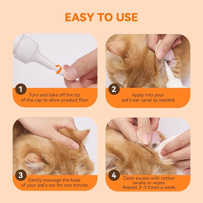Ear Cleaner for Dog & Cats, Dog Ear Drop and Infection Treatment, Dog Ear Cleaning Solution- Cleaning,Soothing, and Deodorizing Itchy Ears - 8oz