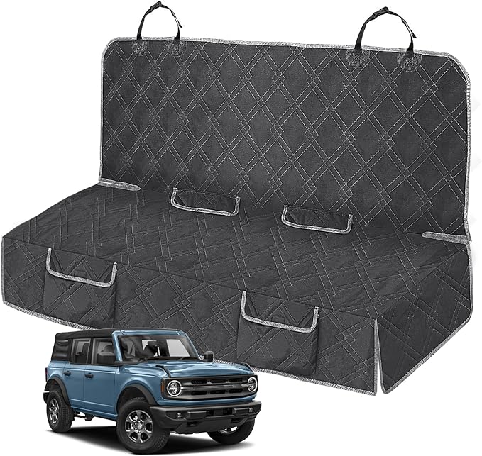Dog Car Seat Cover Compatible with Ford Bronco 4 Door 2021-2025, Waterproof Pet Bench Seat Cover for Back Seat, 600D Heavy Duty Scratch Proof Nonslip Truck Seat Covers for Dogs