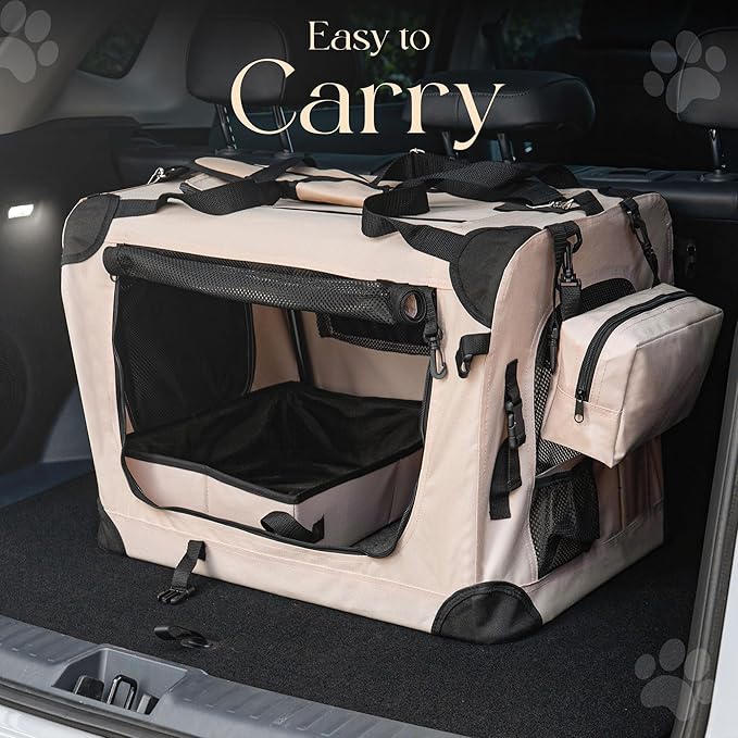 Large Cat Carrier Soft-Sided Travel Carrier - Fits 2 Cats or Small Dog, Portable Foldable Design with Litter Box, Bowl & Fleece Pad, 24” x 16.5” x 16.5”