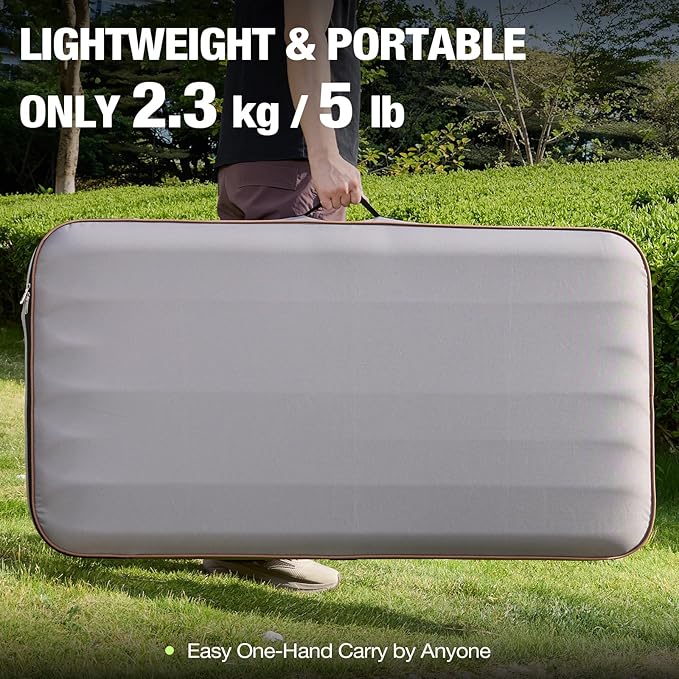 Lekereise Travel Dog Bed (49" x 26") – Foldable, Inflatable Outdoor Dog Bed,Portable & Machine Washable – Comes with a Manual Inflator - Grey