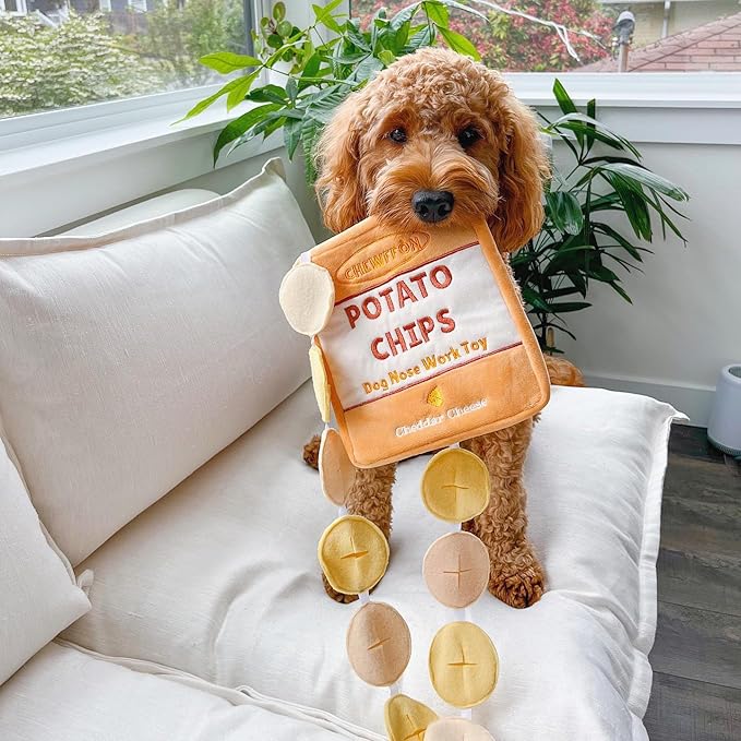 Dog Enrichment Puzzle Toys, Interactive Snuffle Crinkle Treat Toy for Boredom and Mental Stimulating, Nose Work Potato Chips Dog Toy for Small, Medium and Large Dogs