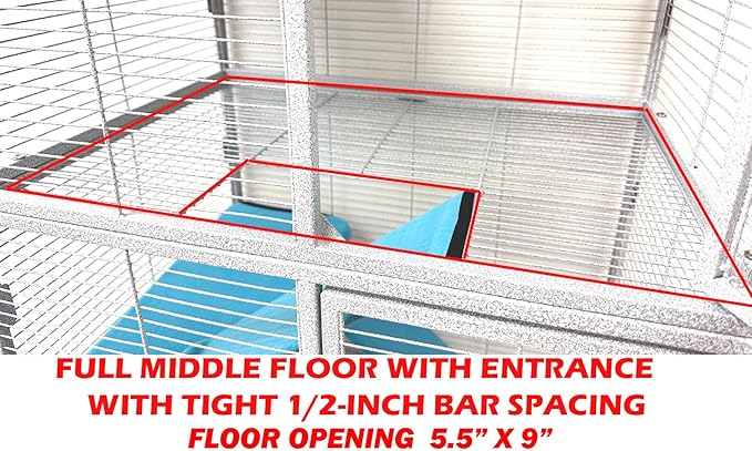 Large Two Story Double Unit Four Tiers Small Animal Critter Home Cage Tight 1/2-Inch Bar Spacing for Feisty Ferret Hammock Chinchilla Rat Mice Squirrel Rabbit Sugar Glider with Rolling Stand