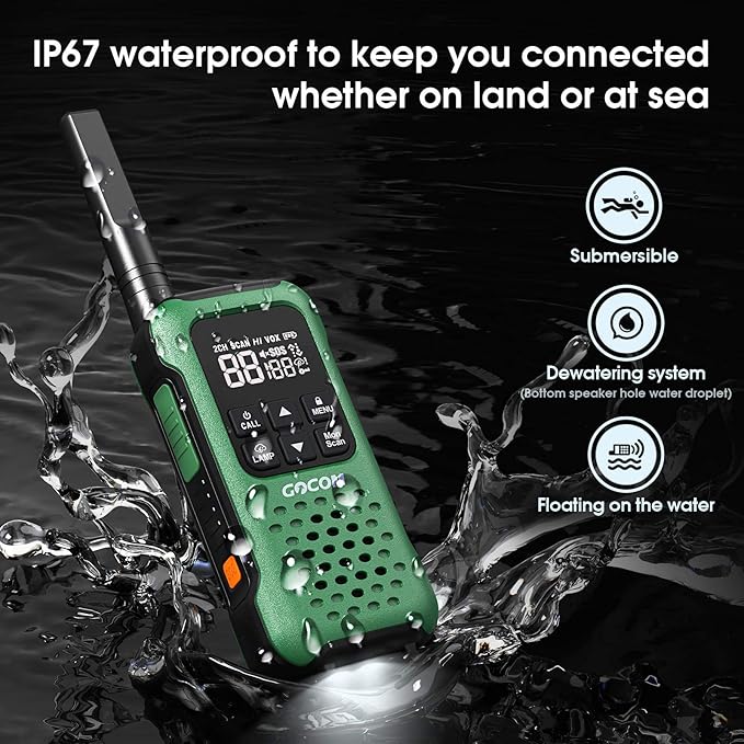 G9 IP67 Waterproof Two Way Radios, 2 Way radios Outdoor Adventure NOAA Weather Alert & SOS Emergency Lamp Adult Walkie Talkies Long Range Rechargeable (G9 - Suitcase 4 Pack)