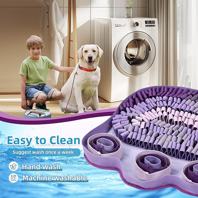 Snuffle Mat for Dogs - Interactive Sniff Mat & Slow Feeder for Dog Training, Stress Relief & Natural Foraging - Non-Slip, Portable, Durable - Purple