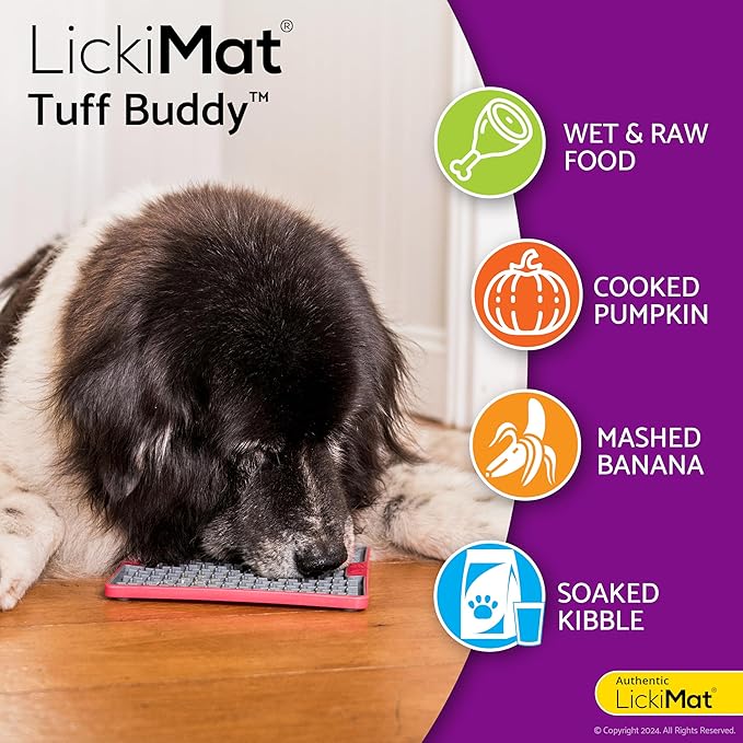 LickiMat Tuff, Heavy-Duty Buddy, Dog Slow Feeder Lick Mat, Boredom Anxiety Reducer; Perfect for Food, Treats, Yogurt, or Peanut Butter, Fun Alternative to a Slow Feed Dog Bowl, Orange