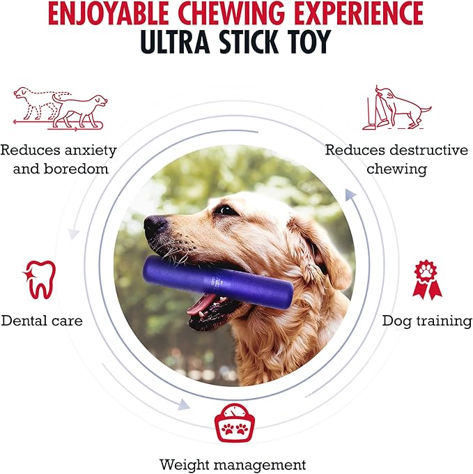 SuperChewy Tough Chew Stick Fetch Toy | Lifetime Replacement | Strong Natural Rubber | Smear Treats Inside To Excite Dogs | Ultra Durable Chewing Toy for Aggressive Chewers | For All Breeds