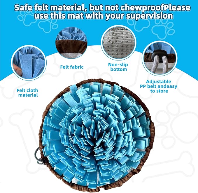 Snuffle Mat for Dogs-Cats-Dog Puzzle Toys, Adjustable Pet Foraging mat for Smell Training, Vivifying Snuffle Mat for Dogs,Dog Digging Toys Encourages Natural Foraging Skills and Mental Stimulation