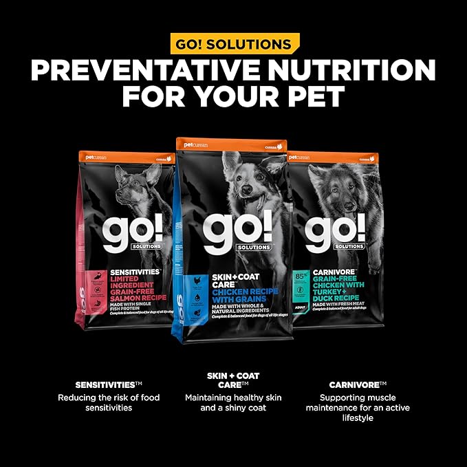 Go! Solutions Skin + Coat Care, Dry Dog Food, Chicken Recipe with Grains, 3.5 lb Bag