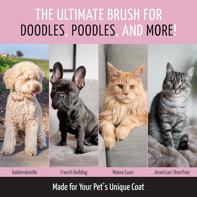 Tauro Pro Line Plastic Long & Short Hair Slicker Dog Brush for Deshedding & Detangling - Pink Slicker Brush for Dog & Cat Grooming - 0.98″ Pins, Non-Slip Grip, Size S