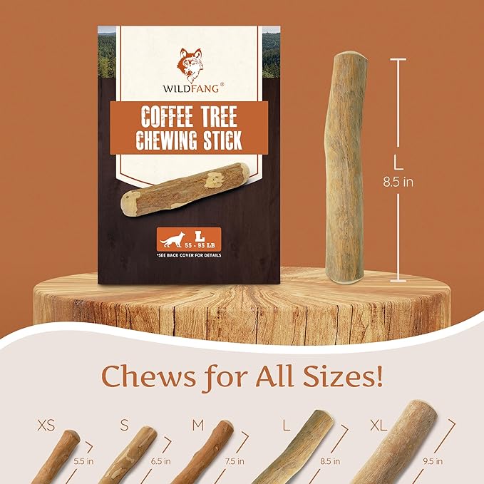 Wildfang® Coffee Wood Dog Chew, Large - Tough Chew Toys for Aggressive Chewers, Dog Teething Toys for Puppies, Training for Chewing Muscles, Coffee Tree Sticks for Large Dogs (55-99 lbs)