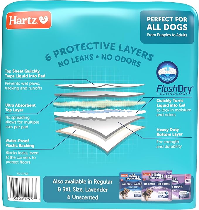 Hartz Home Protection Mountain Fresh Scented USA Made Dog Pads, XXL 20 Count, Super Absorbent & Won't Leak, Odor Eliminating