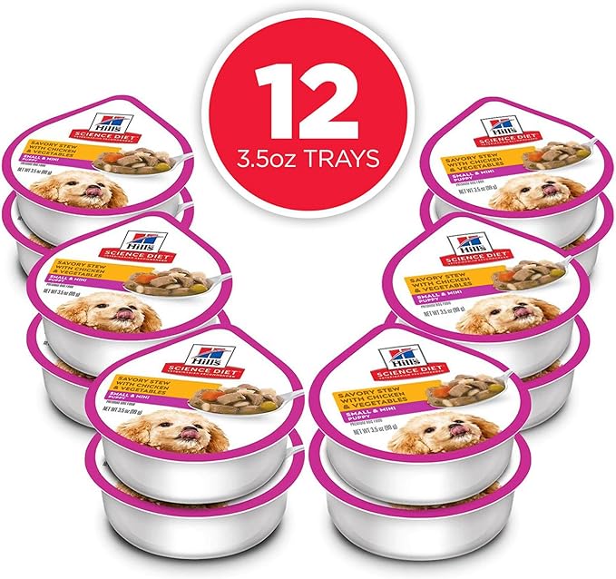 Hill's Science Diet Puppy Small Paws Savory Stew Chicken & Vegetables Canned Wet Dog Food, 3.5 oz., Case of 12
