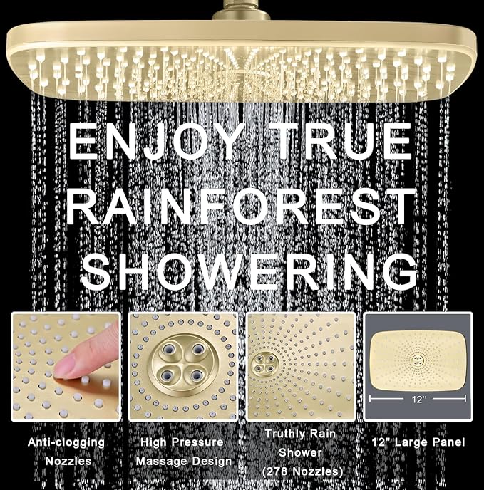 High Pressure Rain Shower Head: Upgrade Shower Heads with Handheld Spray Combo with Fixed Showerhead and 10 Sprays Handheld Shower Head, Detachable Shower head Built-in Power Jets
