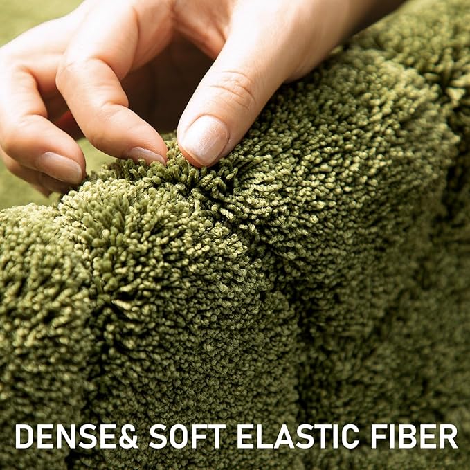 Large Dog Door Mat for Muddy Paws, 22x47 Absorbent Dirt Trapper Long Door Mat, Non-Slip Washable Mud Mat for Dogs, Polyester Microfiber Soft Pet Rug for Entryway, Mud Dog Paws, Patio (Olive Green)