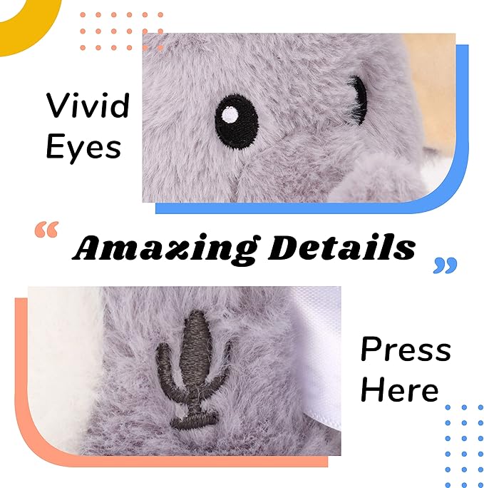 Hopearl Talking Elephant Repeats What You Say Nodding Electric Interactive Animated Toy Speaking Plush Buddy Gift for Toddlers, Grey, 8''