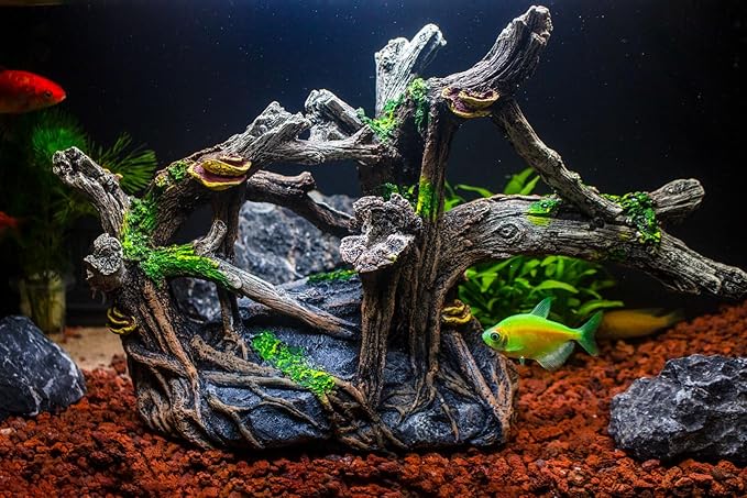 Fish Tank Decorations Aquarium Décor Resin Artificial Tree Trunk Root (A)
