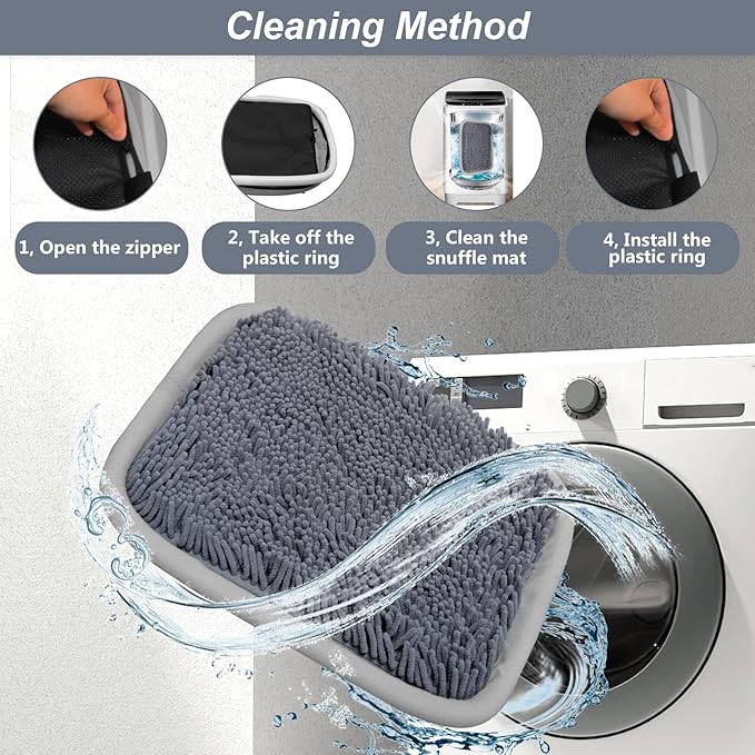 Bakumon Snuffle Mat for Dogs 21x16Inch Interactive Sniff Mats for Large Medium Small Breed Dog Pet,Snuffle Bowl Mat Nosework Training Foraging Pad Feed Game Stress Relief (Grey)