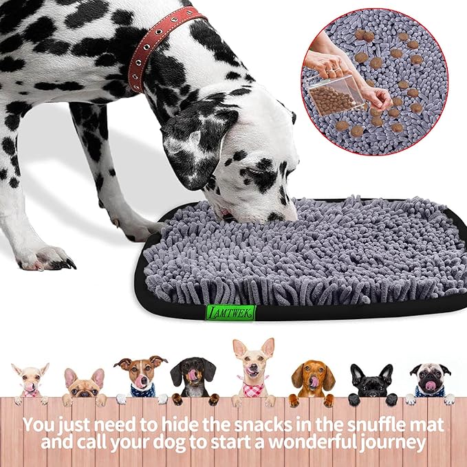 Snuffle Mat for Dogs, 17" x 21" Dog Snuffle Mat Interactive Feed Game for Boredom, Encourages Natural Foraging Skills and Stress Relief, Easy to Fill Machine Washable