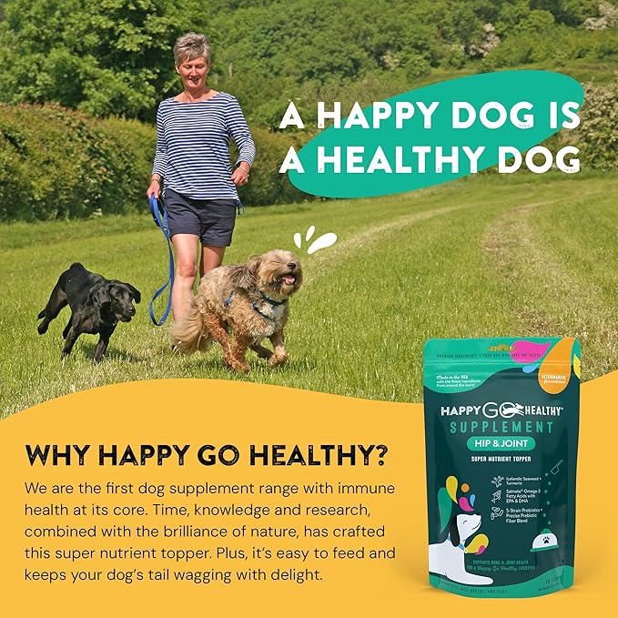 Hip & Joint Supplements for Dogs | Helps Joint Health & Mobility Support for Recovering and Senior Dogs | Natural Ingredients, Tasty Kibble Dog Food Topper | 60-Count Pack
