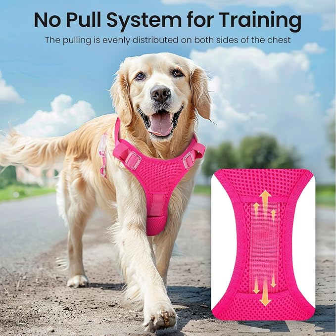 Light Up Dog Harness,Reflective Pet Harness Rechargeable,Led Dog Vest Harness for Night Walking,Adjustable Dog Safety Vest for Small Medium Large Dogs-No Pull,Pink,S