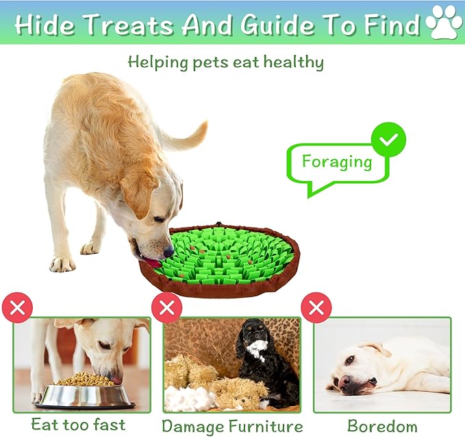 Snuffle Mat for Dogs, 2 PCE Dog Snuffle Mat Adjustable Size Encourages Natural Foraging Skills for Cat and Rabbit or Other Pet