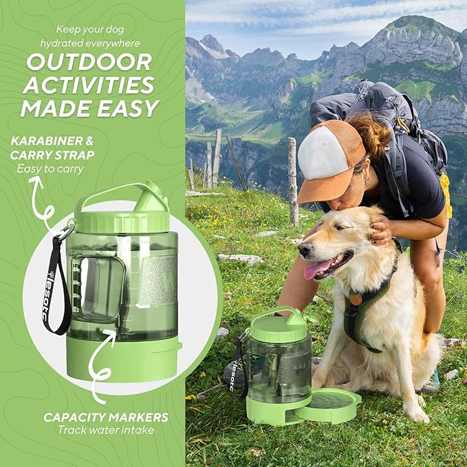 Portable Dog Travel Water Bottle - 77oz Large Travel Water Bowl for Dogs Camping Hiking Beach Traveling Essentials,Big Pet Bottles Bowl Water Dispenser for On The Go Park Car Walking Accessories