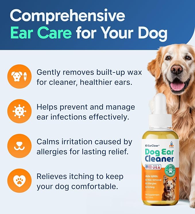 Ear Clear, Natural Dog Ear Cleaner and Infection Treatment for Dogs, Dog Drops for Itching, Irritation, & Wax Build-Up, 2-Pack