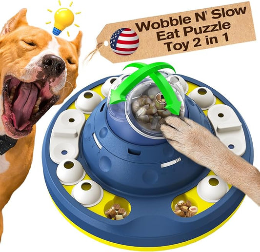 KADTC Level 2 in 1 Advanced Dog Wobble Puzzle Toy For Smart Small/Medium/Large Dogs Brain Mental Stimulation Puppy Cognitive Treat/Food Puzzles Feeder Slow Eating Interactive Mind Game Enrichment Toys