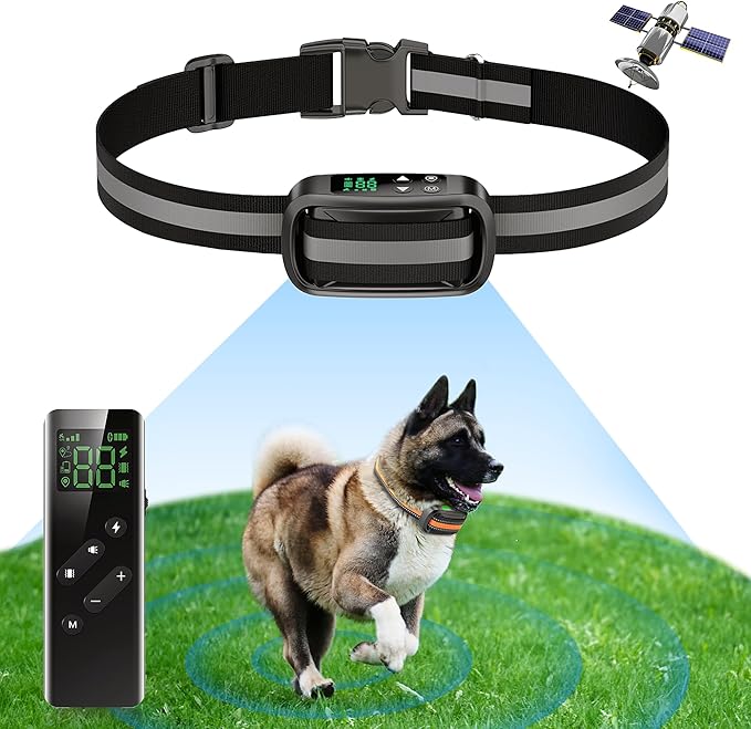 Homrich 2 in 1 GPS Wireless Dog Fence and Training Collar, IPX7 Waterproof Pet Containment and Behavior Training Fence Dog Collar for Medium to Large Dogs (Upgraded M10 Chip)