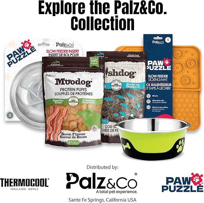 Palz&Co Paw Puzzle 2-in-1 Slow Feeder & Lick Mat for Dogs and Cats, Dry and Wet Food, Dishwasher Safe Silicone, Large 15.75"x10.5", Green