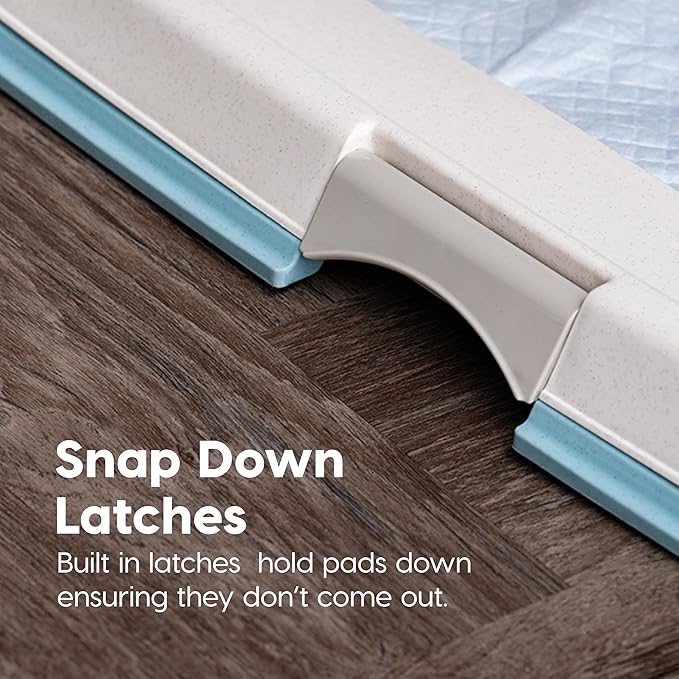 IRIS USA Pee Pad Holder - For Large Sized Puppy and Puppy Training Pads, Secured Latches, Non-Skid Feet, High Polish Finish for Easy Cleaning, Leak Protection, Fits 28"x 34" Pad or Larger, Square, Blue