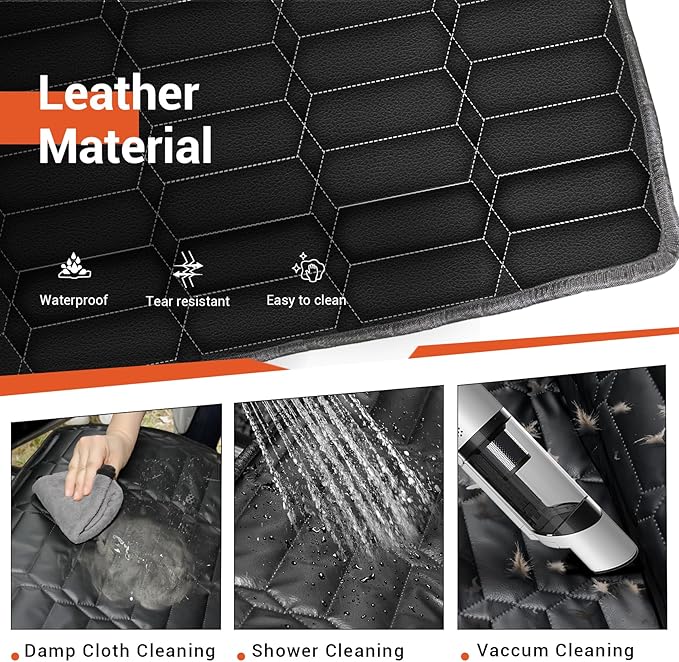 Front Seat Covers for Dogs, Waterproof Leather Dog Car Seat Cover, Full Coverage Nonslip Scratchproof Pet Car Seat Protector, Fits Cars, Small Trucks, SUVs Bucket Seat Cover