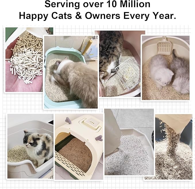 FUKUMARU Tofu Cat Litter, Strong Clumping Cat Litter Pellets, Effective Odor Control, Ultra Absorbent, Dust Free, Natural, Flushable, Lightweight, Low Tracking, White Tea, 6lb x 3 Bags