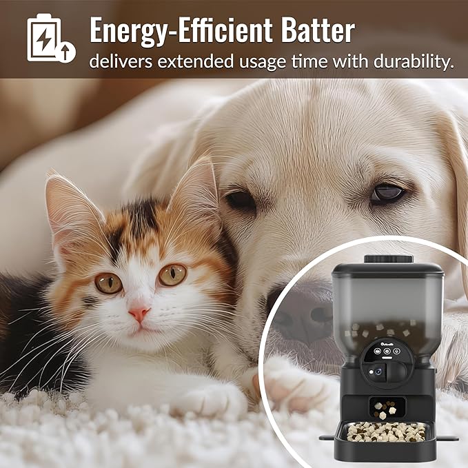 Automatic Pet Feeder for Cat and Dog - 6L Auto Cats Food Dispenser with Camera - WiFi App Control Smart Feeders with Timed - Dogs Feeding Station with 15-Day Battery Life After Power Off