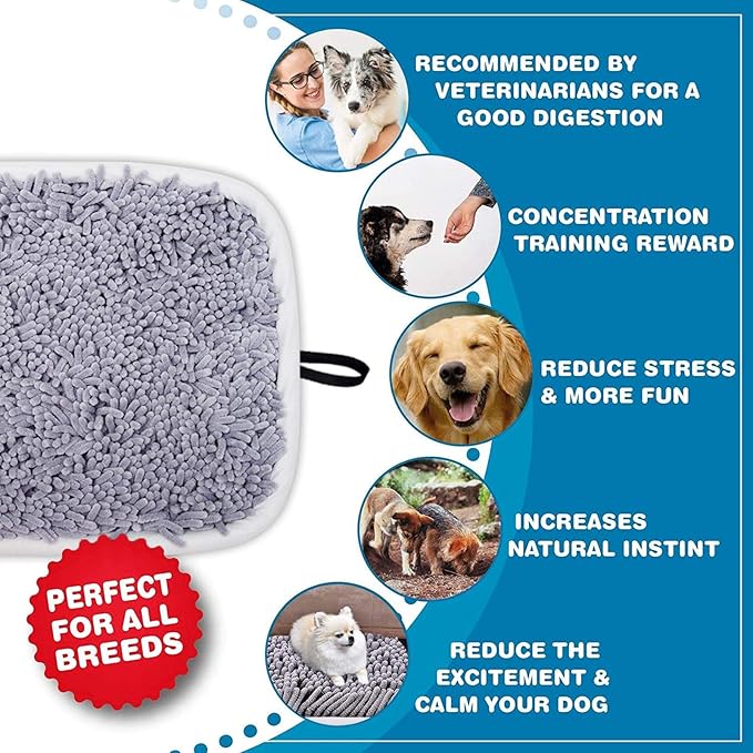 Snuffle Mat for Dogs, 17" x 21" Dog Snuffle Mat Interactive Feed Game for Boredom, Encourages Natural Foraging Skills and Stress Relief, Easy to Fill Machine Washable