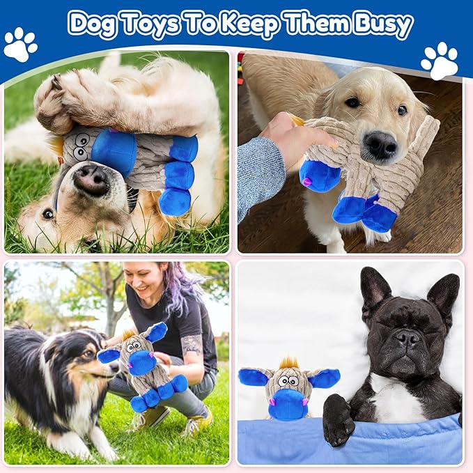 Squeaky Dog Toys, Plush Chew Toys for Dogs, Crinkle Interactive Squeaky Stuffed Dog Toy for Small Medium Large Breeds, Dog Toy to Keep Them Busy, Pet Toys for Dogs