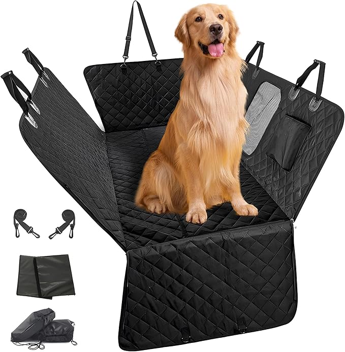 Dog Car Seat Cover Waterproof Hammock - Nonslip Pet Seat Protector for Back Seat,Compatible with Cars | Trucks | SUVs,Heavy Duty 600D Oxford