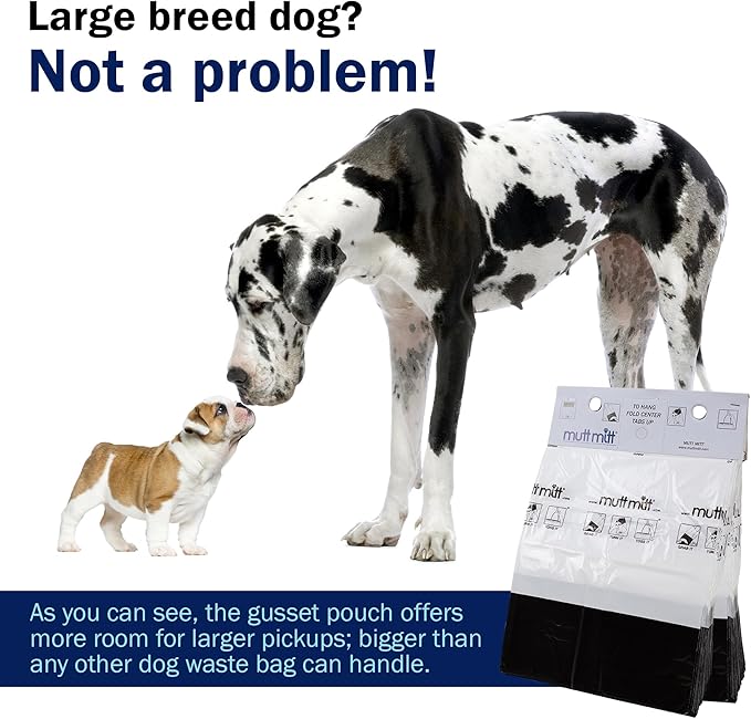 Mutt Mitt® 2-Ply Dog Waste Bags with Thick 2 Mil Mitten - 800 Dog Waste Bags on 8 Station Headers - No more "yuck" or "warm handshake"