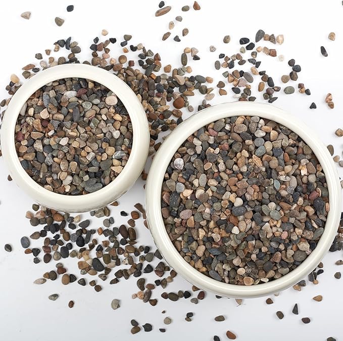 10LB Natural River Rocks, 1/4" Aquarium Gravel, Small Pebbles for Plants, Pea Gravel for Fish Tanks, Decorative Rocks for Gardening, Flower Pots, Vase Fillers, Indoor Fountains (10 LBS)